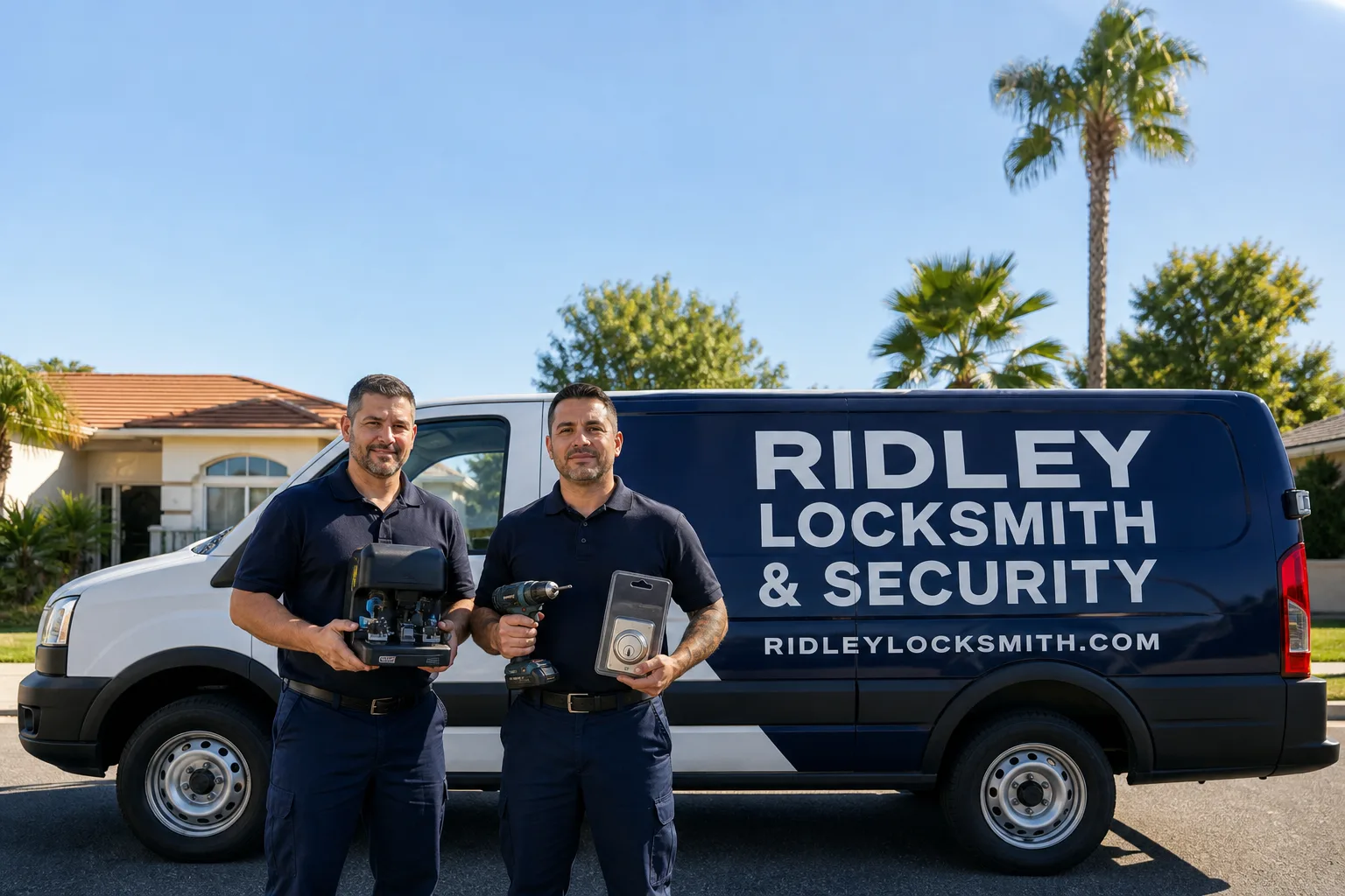 Ridley Locksmith & Security locksmith technicians and branded service vehicle